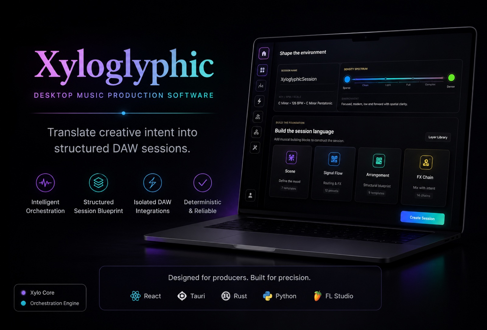 Xyloglyphic desktop music production system